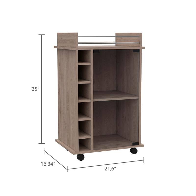 Light Gray Glass Door Bar Cart L42514