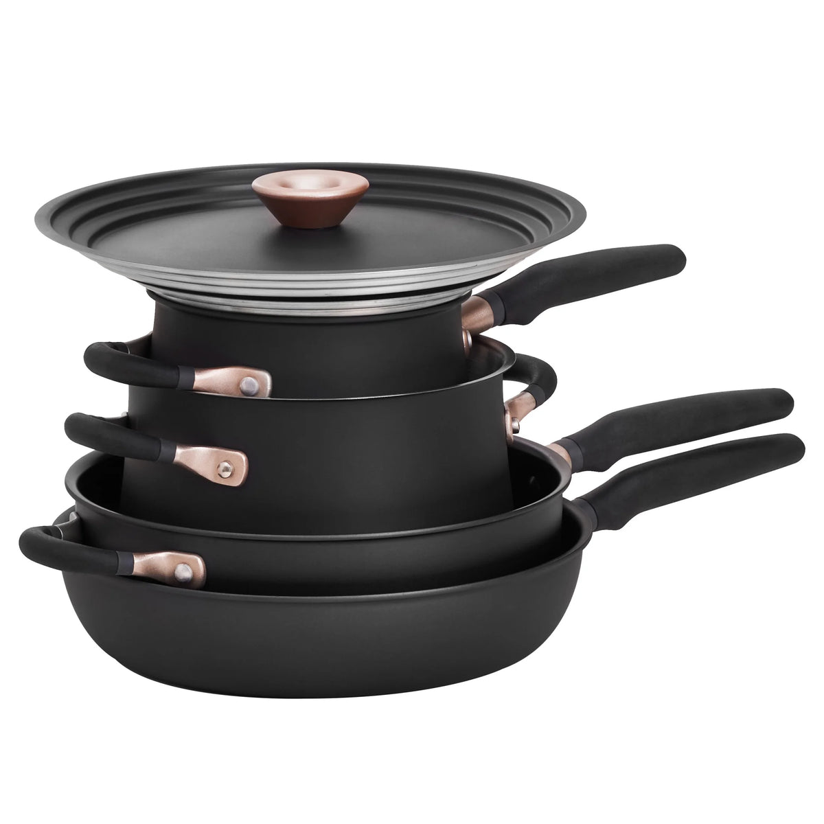 6 Piece Hard Anodized Stainless Steel Cookware Set S182