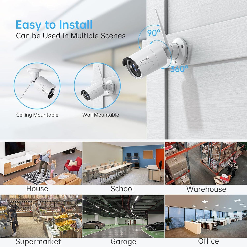 4pcs 3MP Wireless Security Camera System with Audio, Night Vision P956