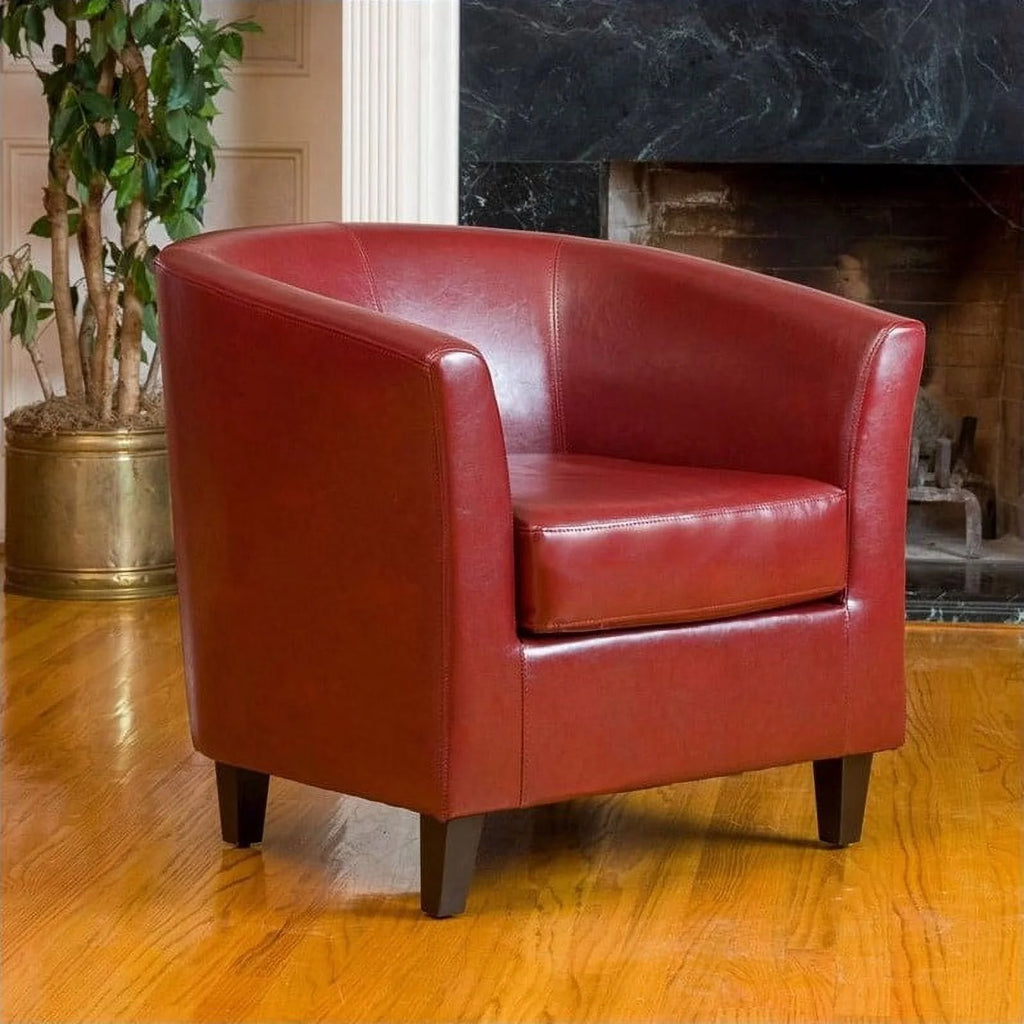 Red Leather Club Chair U8859