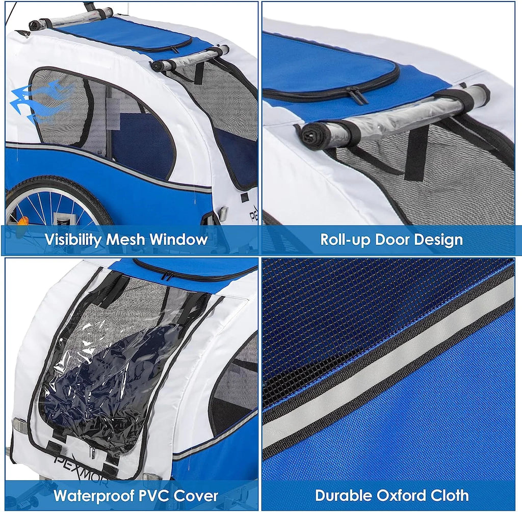 2-in-1 Dog Bike Trailer Pet Stroller with Universal Hitch R28628