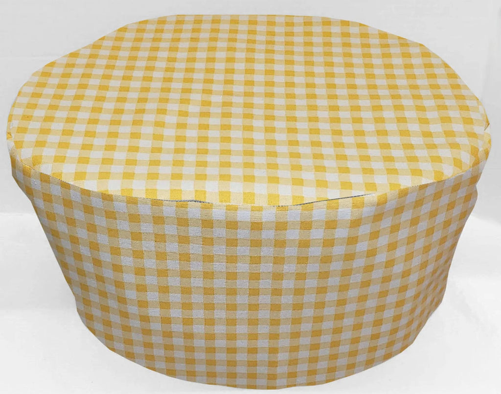 Yellow & White Checked Gingham Slow Cooker Cover Z585