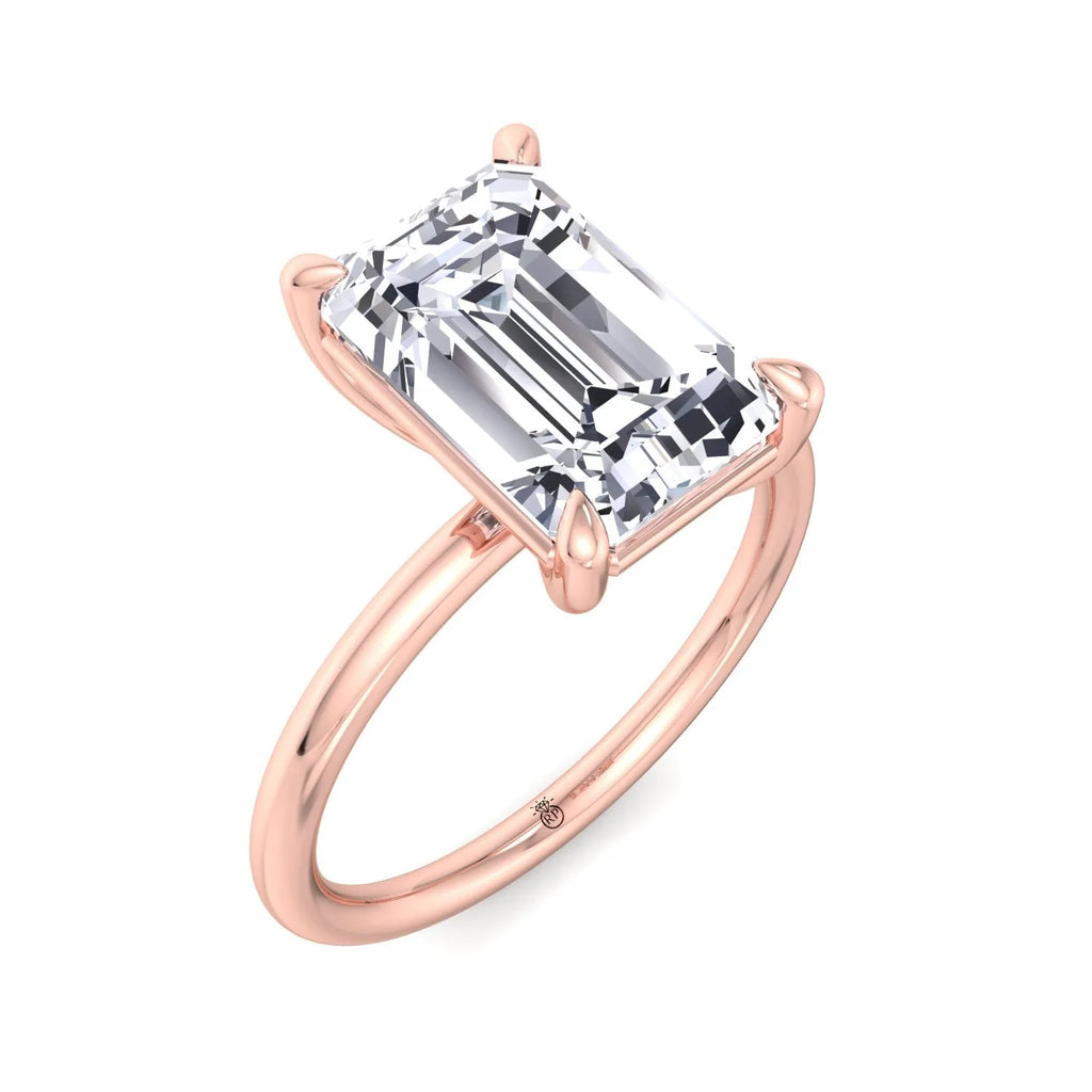 Emerald Cut Moissanite Lab Diamond Thin Band Solitaire Engagement Ring C518