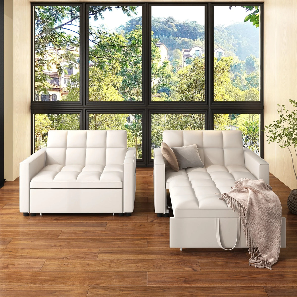Off White Sleeper Sofa Couch Bed P34770
