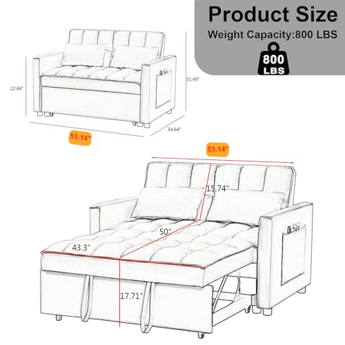 White Corduroy Sleeper Chair Bed with USB Port M577173