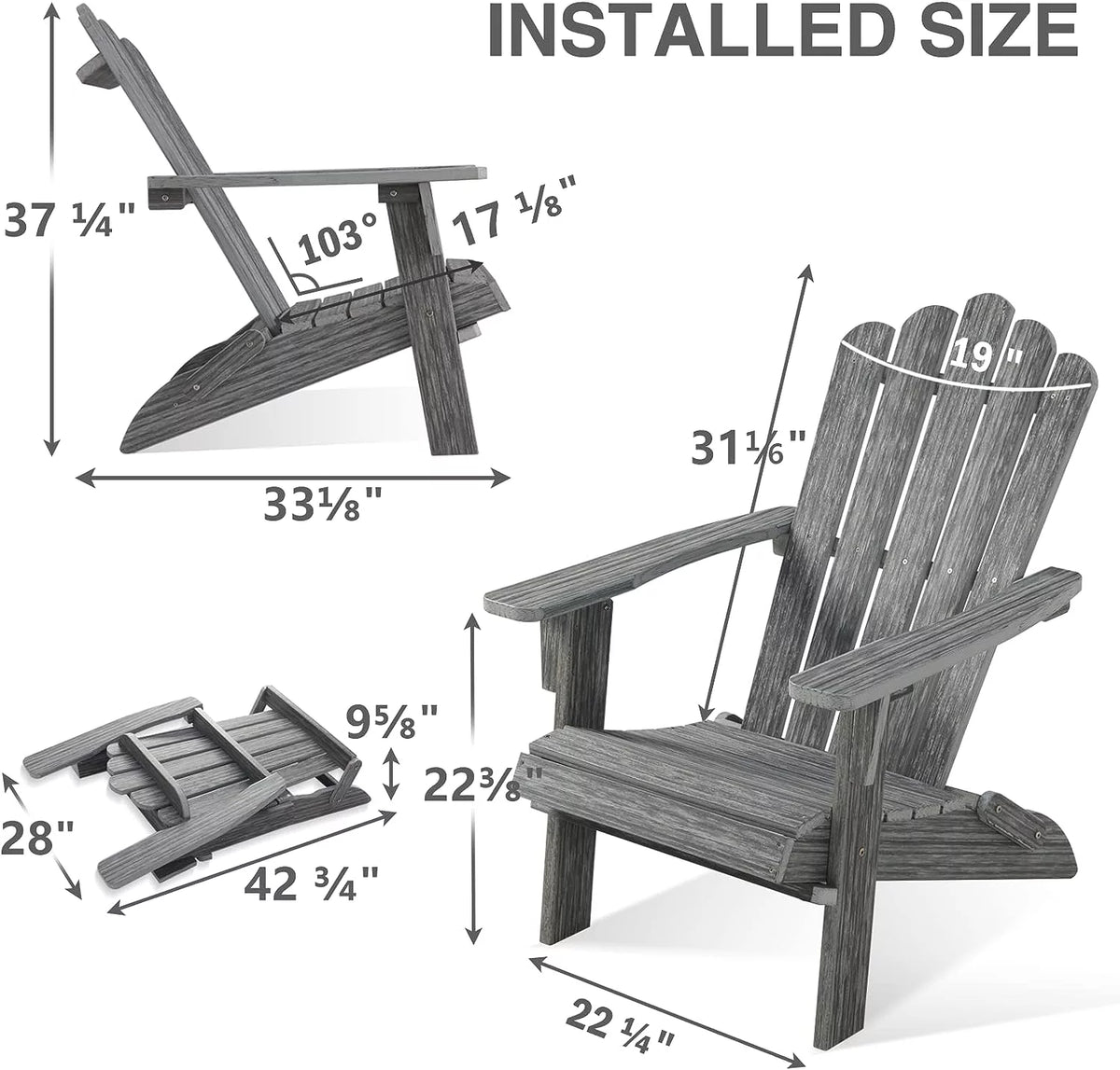 Folding Oversized Poly Lumber Adirondack Chair C1850