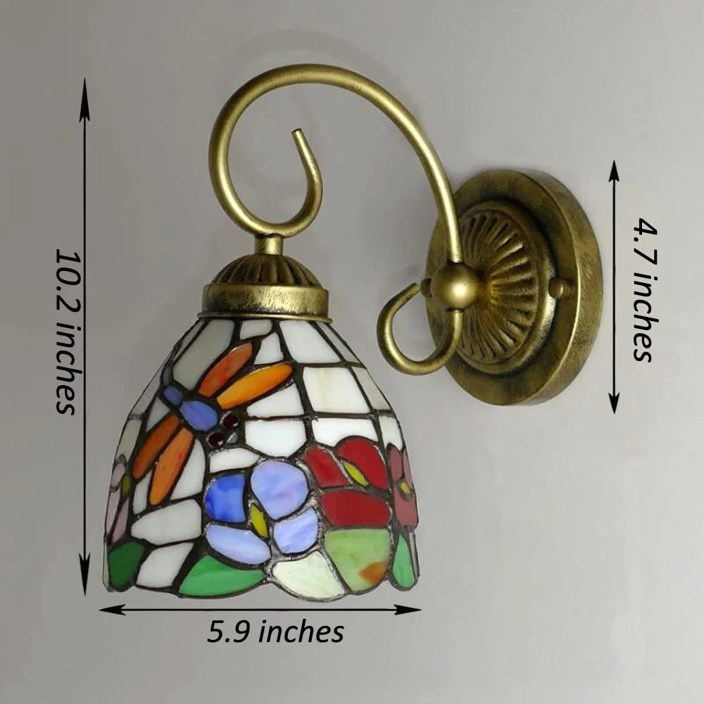 Tiffany Style Dimmable Wall Sconce with Remote Control, Set of 2 V2341