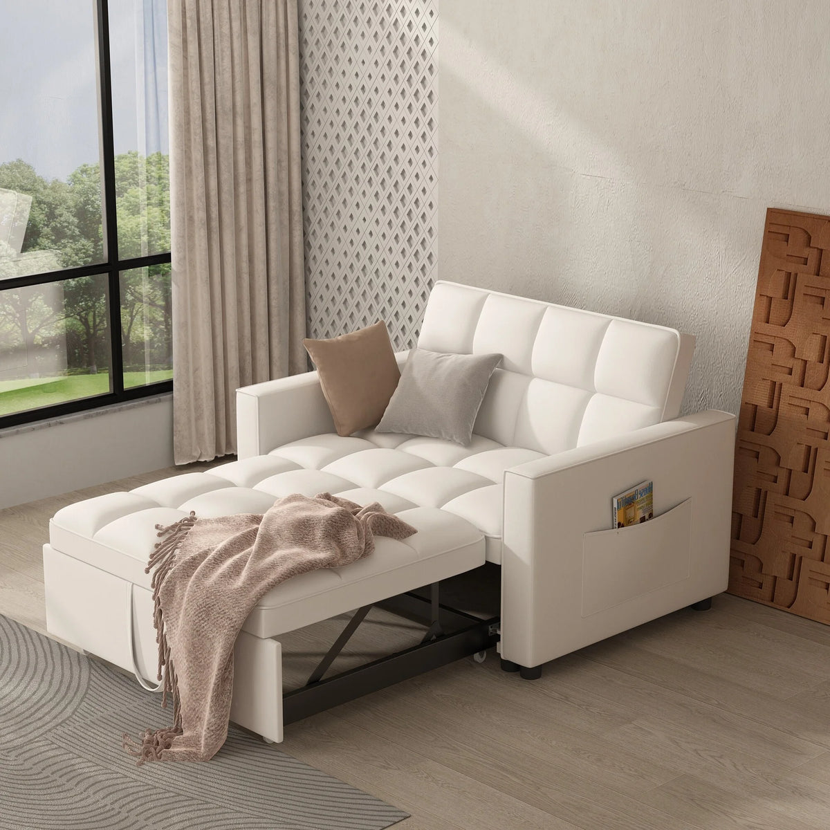 Off White Sleeper Sofa Couch Bed P34770