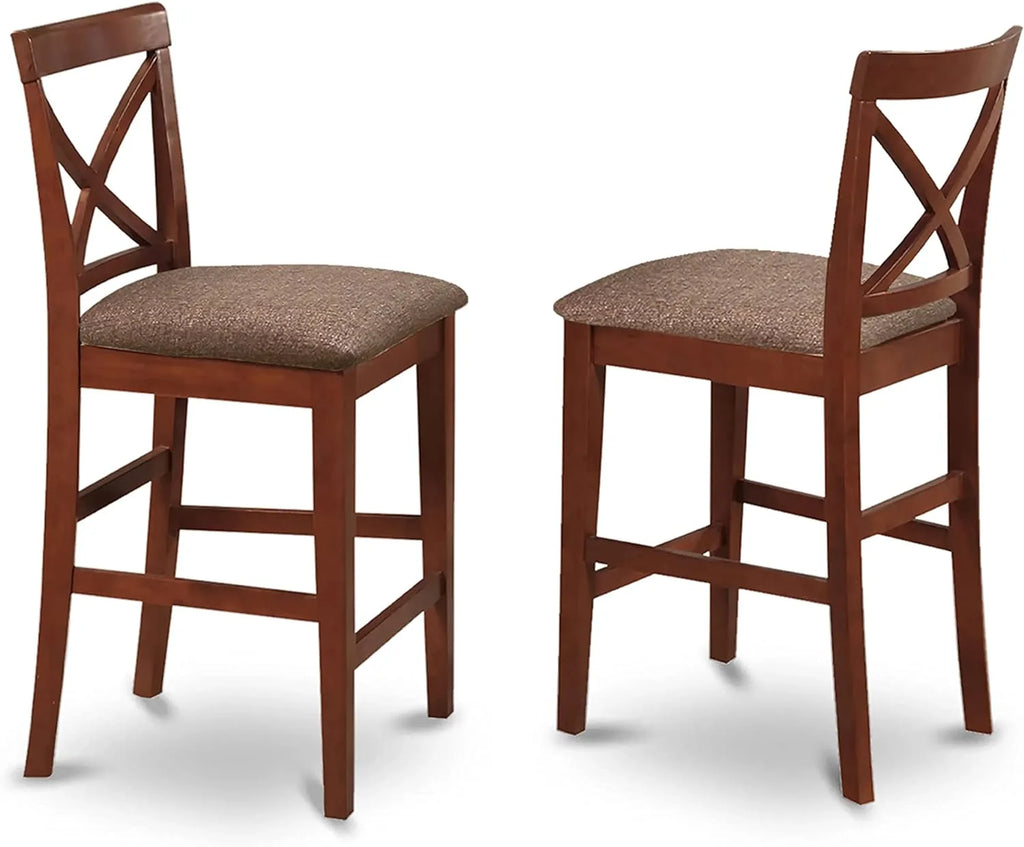 3 Piece Counter Height Set with Square Kitchen Table and 2 Linen Fabric Dining Chairs J6292