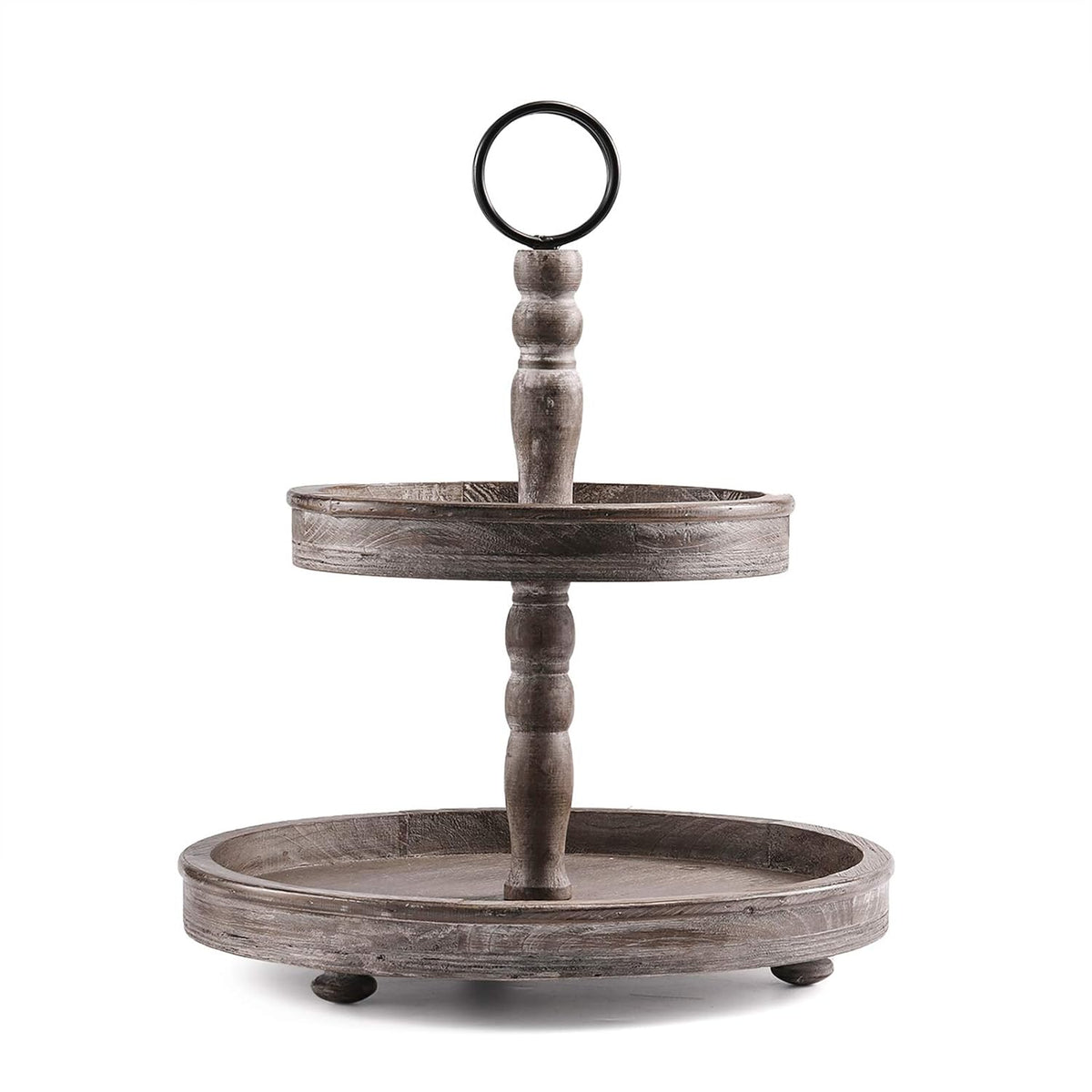 Two Tier Distressed Wood Serving Tray A2785