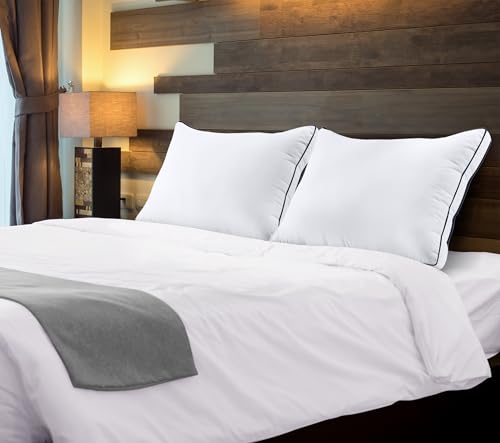King Size White Set of 2 Gusseted Bed Pillows W647