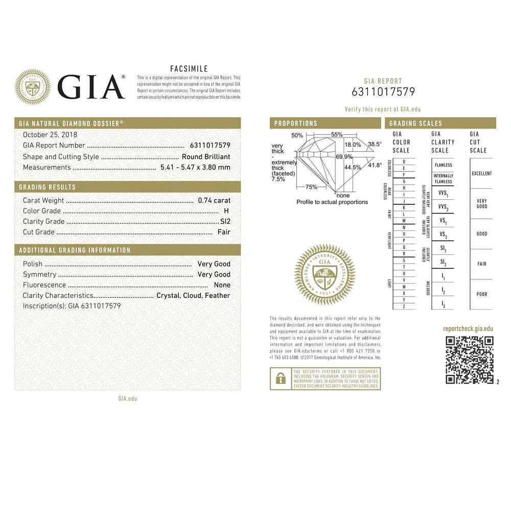 18K Gold Diamond Engagement Ring with GIA Certificate G780
