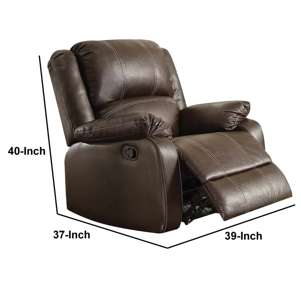 Brown Leather Upholstered Metal Reclining Chair W92015