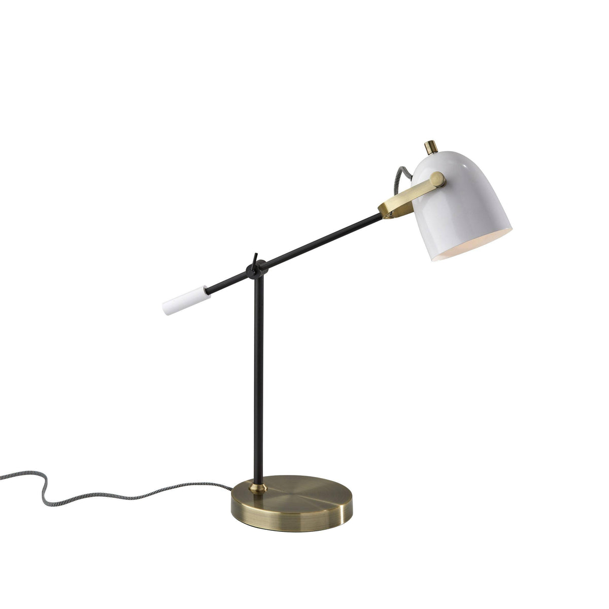 Black White and Antique Brass Desk Lamp B830115