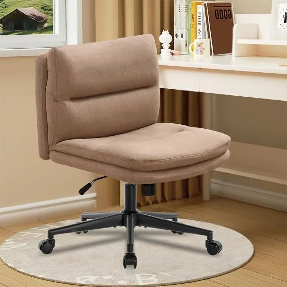 Armless Fabric Padded Office Chair with Wheels R466641