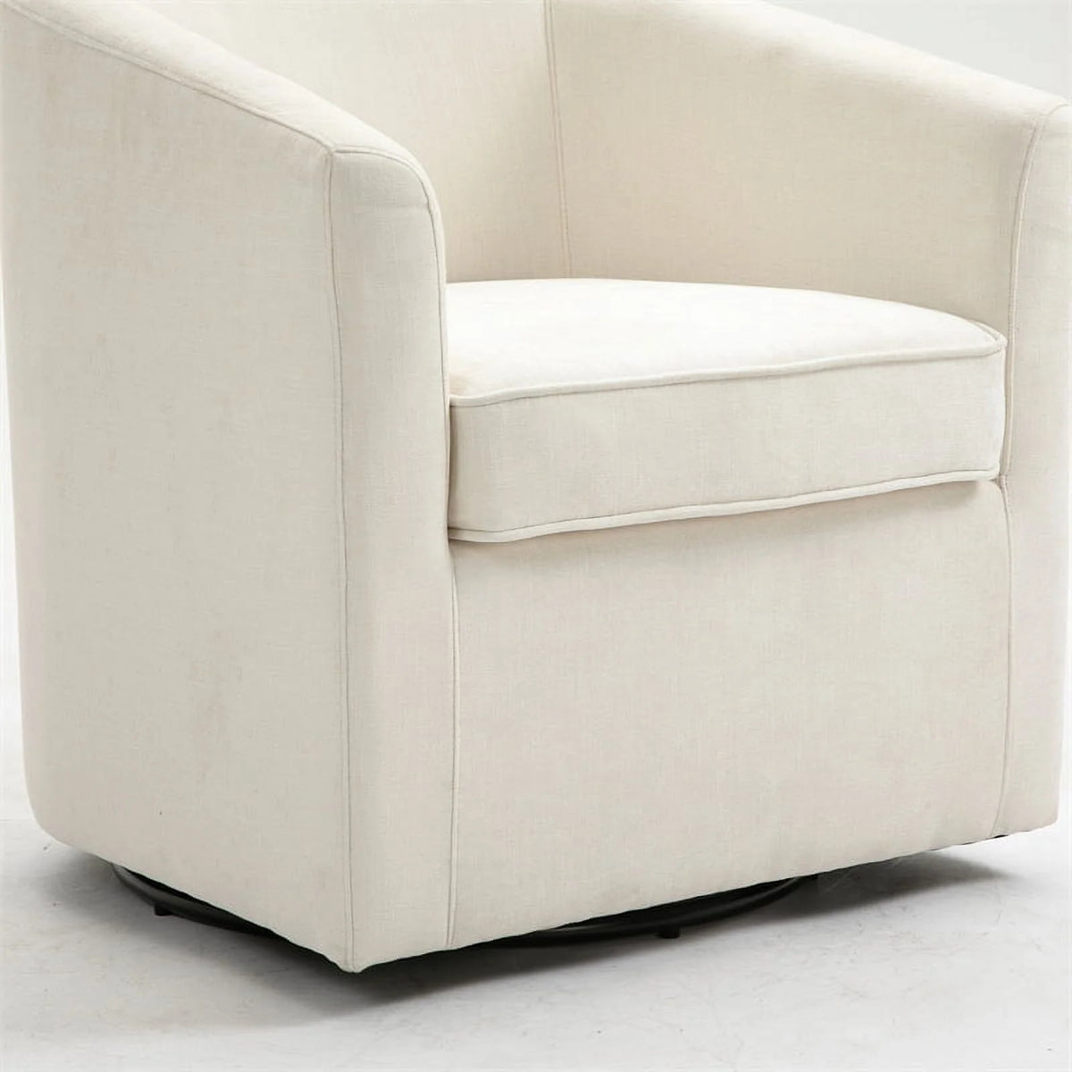 Beige Wood Swivel Upholstered Accent Chair V2241