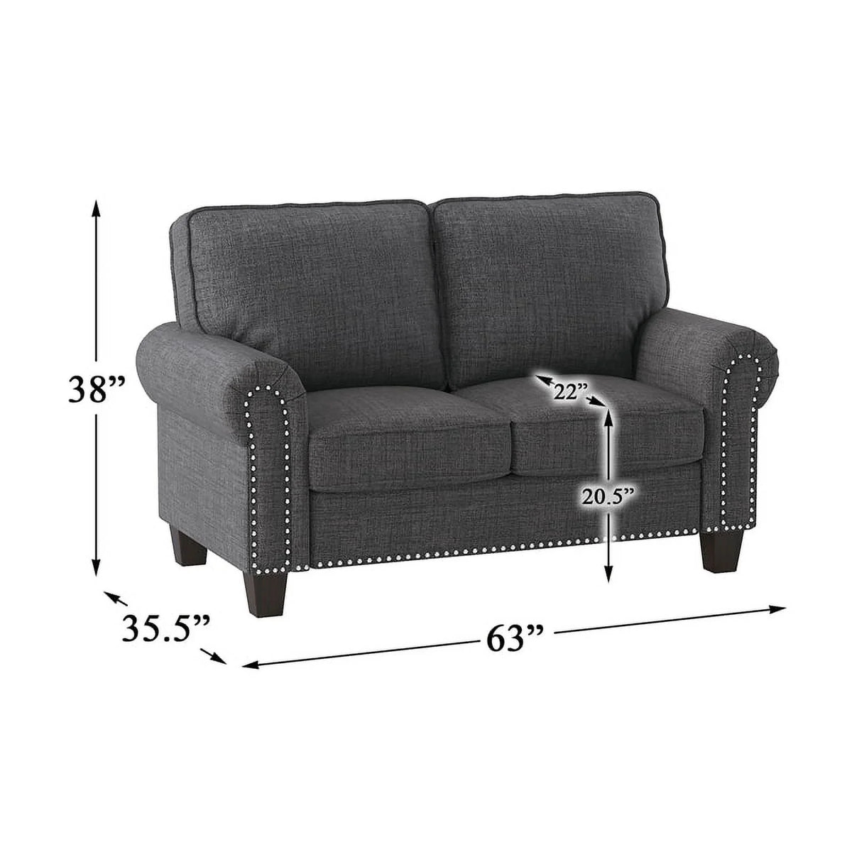 Dark Gray Microfiber Loveseat S427802