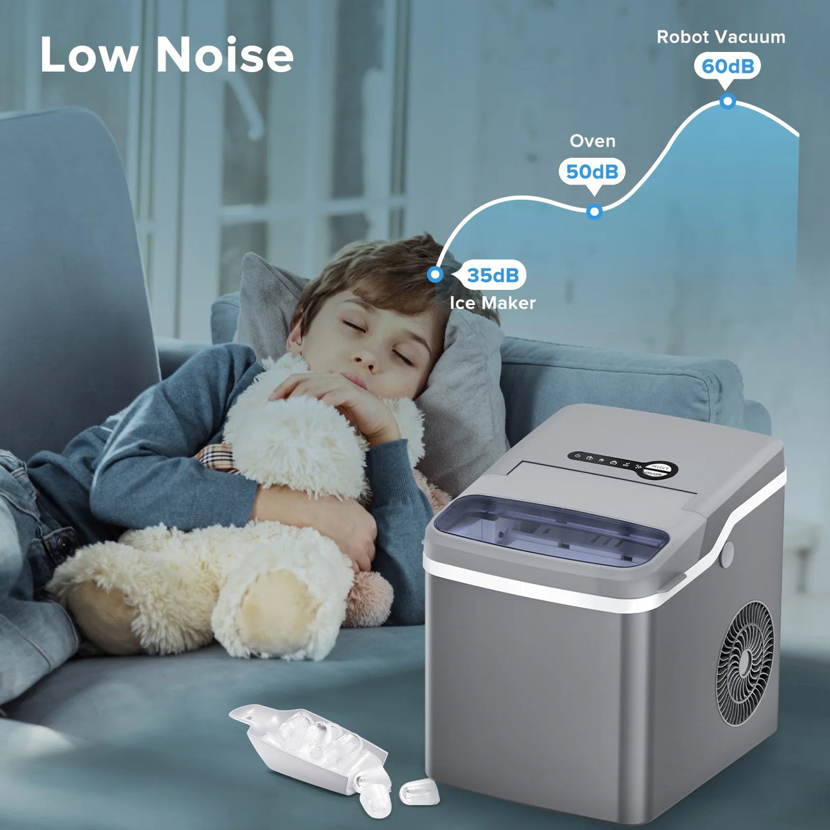 Portable Countertop Ice Maker with Ice Scoop and Basket B5764