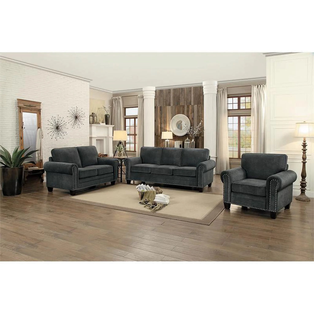 Dark Gray Microfiber Loveseat S427802