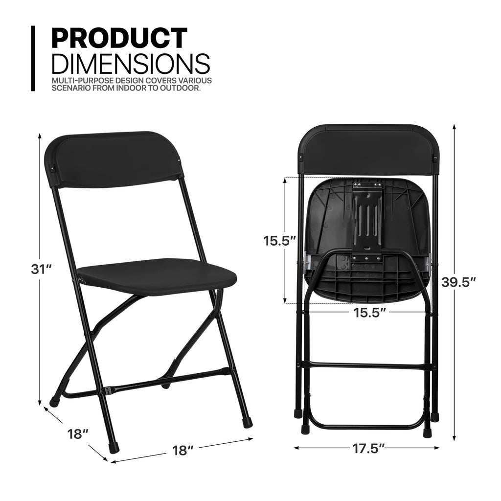 10 Pack Black Plastic Folding Chairs J12240