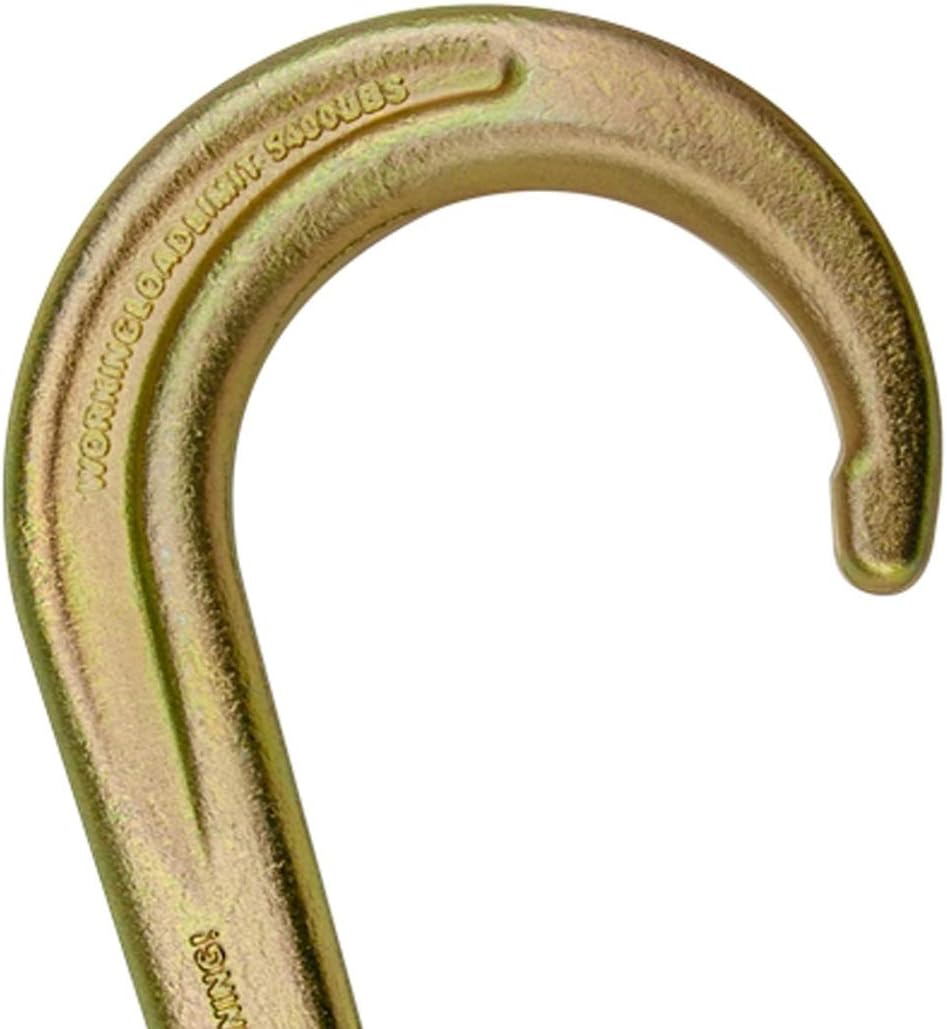 Tow Chain with 15 Inch Forged J Hook and Grab Hook, Grade 70, 8 Foot, Pack of 2 C779