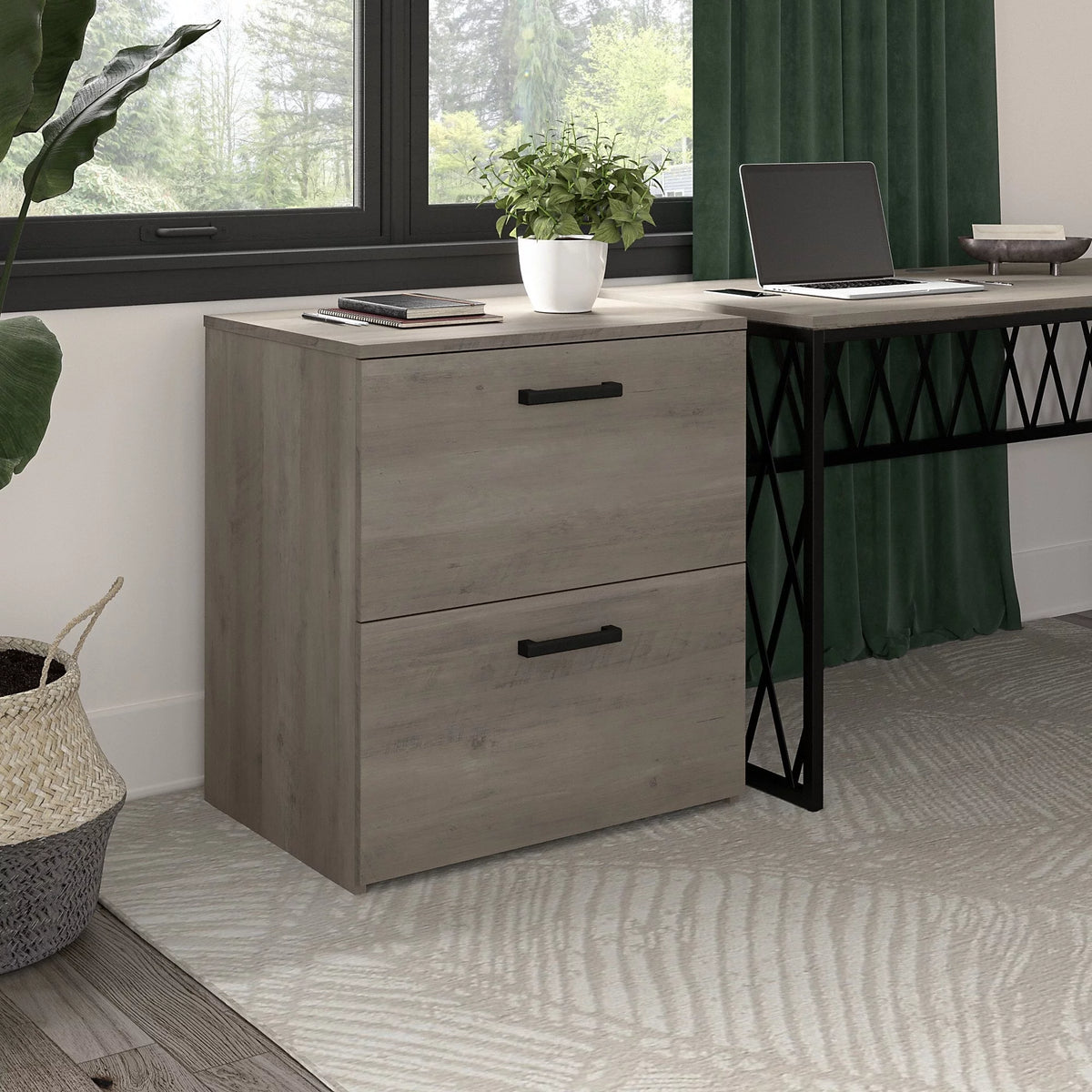 2 Drawer Dark Gray Engineered Wood Lateral File Cabinet L60581