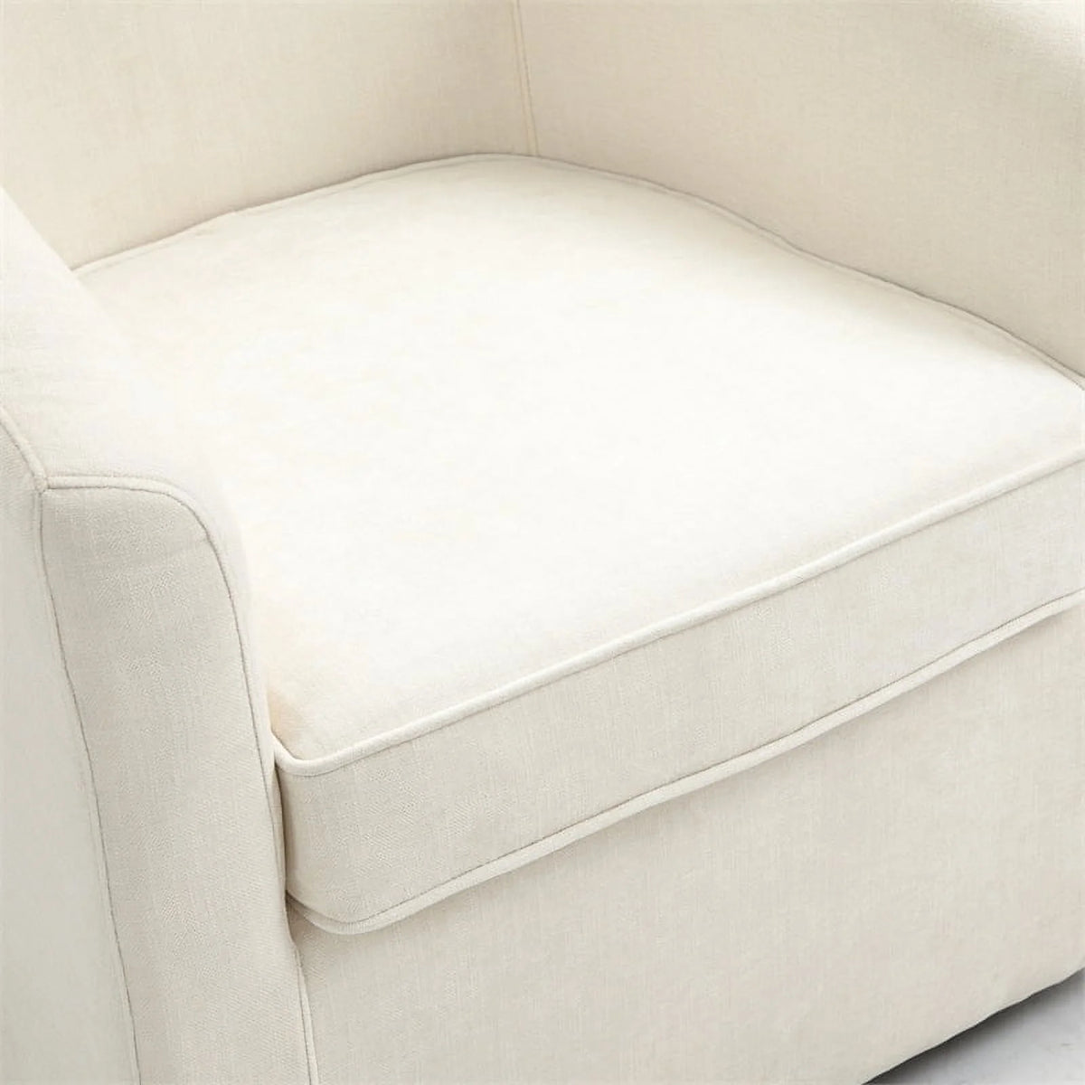 Beige Wood Swivel Upholstered Accent Chair V2241