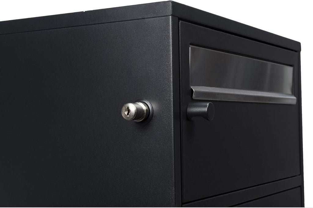 Black Steel Freestanding Parcel Drop Mail Box with Locking Letterbox Y8856