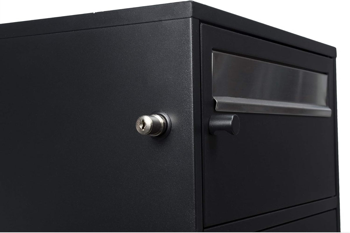 Black Steel Freestanding Parcel Drop Mail Box with Locking Letterbox Y8856