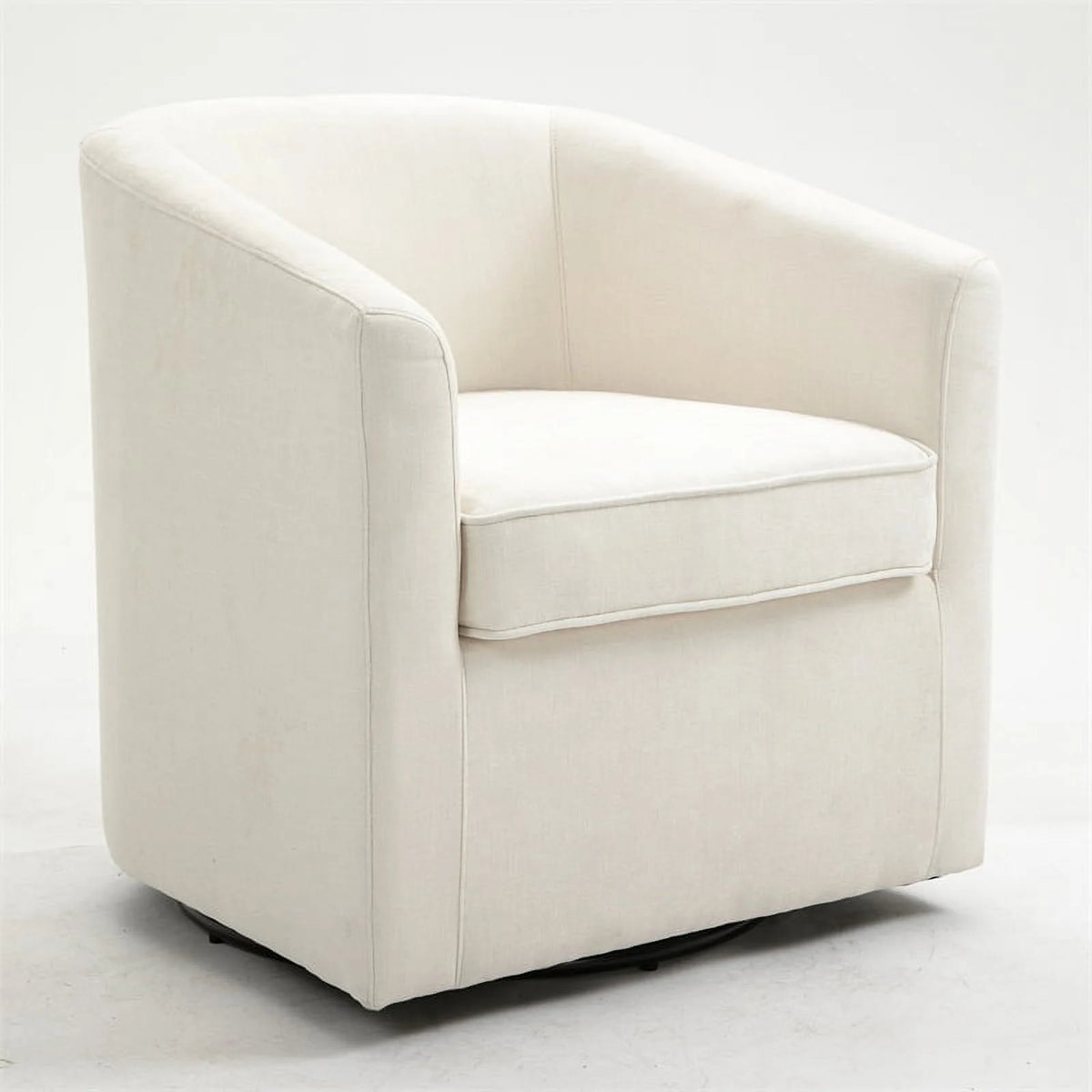 Beige Wood Swivel Upholstered Accent Chair V2241