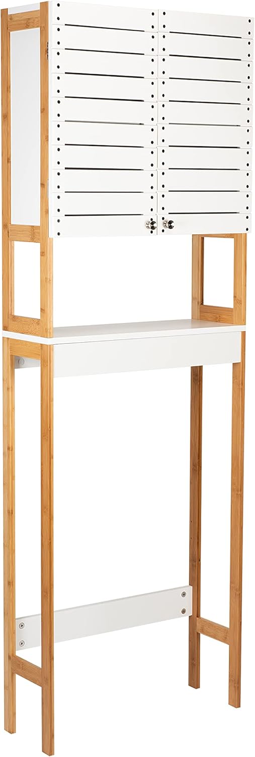 White Bamboo 3 Shelf Over The Toilet Cabinet E3262