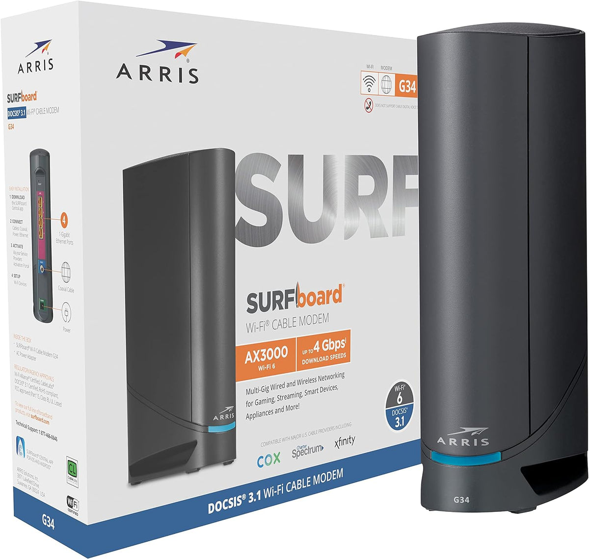 DOCSIS 3.1 Gigabit Cable Modem & AX3000 Wi-Fi 6 Router X6493