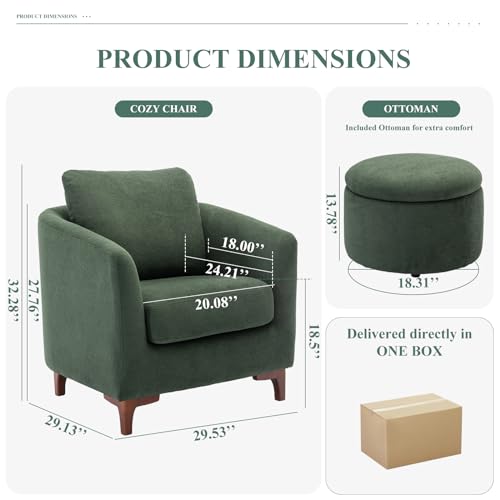 Velvet Accent Chair with Storage Ottoman Set of 2, Camel M461