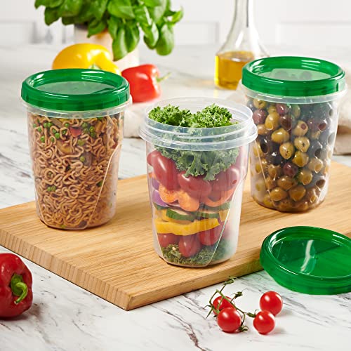6 Pack 16 oz Green Plastic Food Storage Containers with Screw on Lid Z726