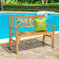 Foldable Patio Bench with Backrest and Armrest U94335