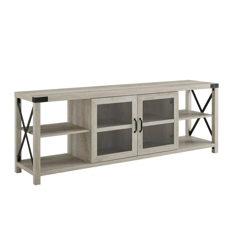White 70 inch Wide 2 Door Laminate Media Cabinet I189131