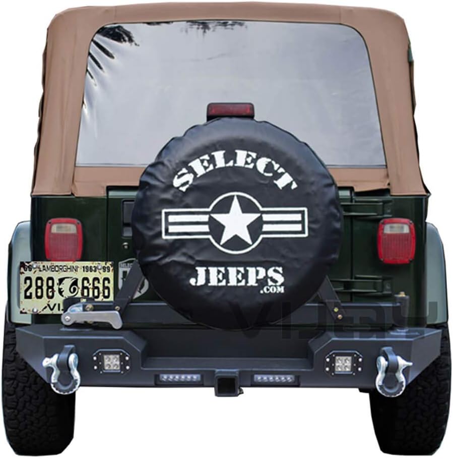 Front and Rear Bumper with Textured Black LED Lights Winch Plate Tire Carrier E779
