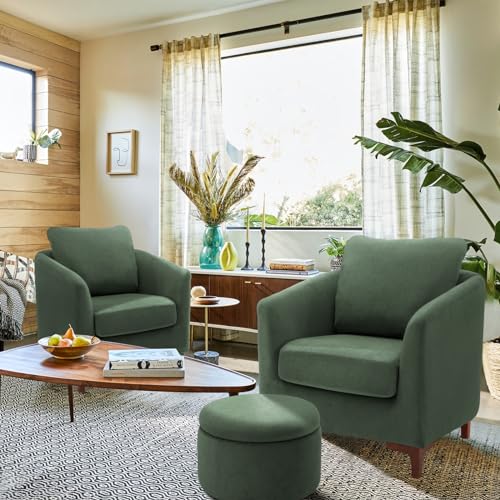 Velvet Accent Chair with Storage Ottoman Set of 2, Camel M461
