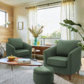 Velvet Accent Chair with Storage Ottoman Set of 2, Camel M461