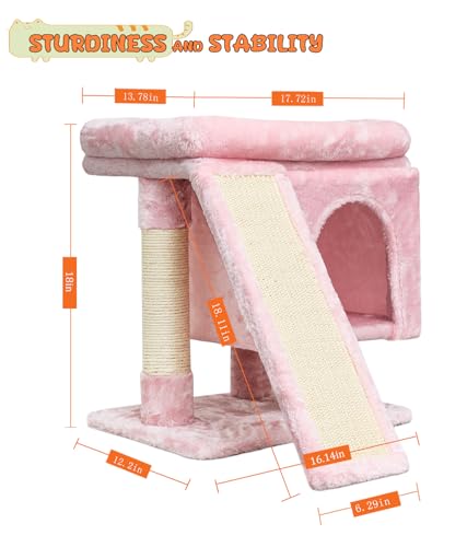 Beige Small Cat Tree with Scratching Post and Cave X868039