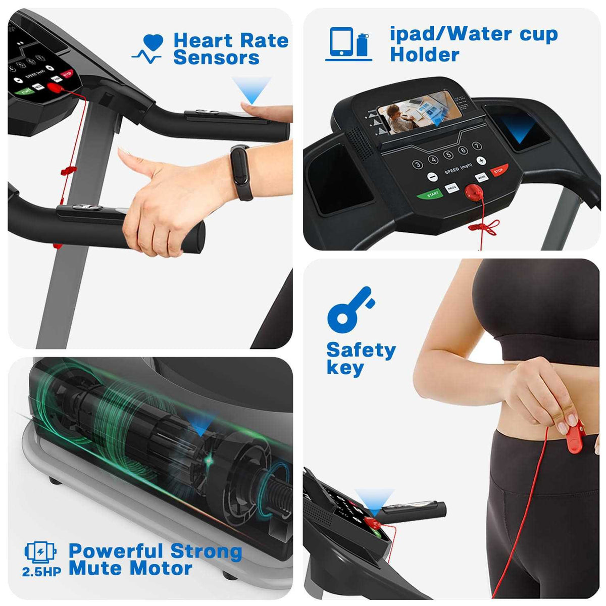 Foldable Electric Treadmill with Incline T225