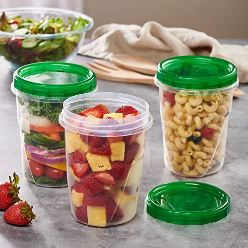 6 Pack 16 oz Green Plastic Food Storage Containers with Screw on Lid Z726