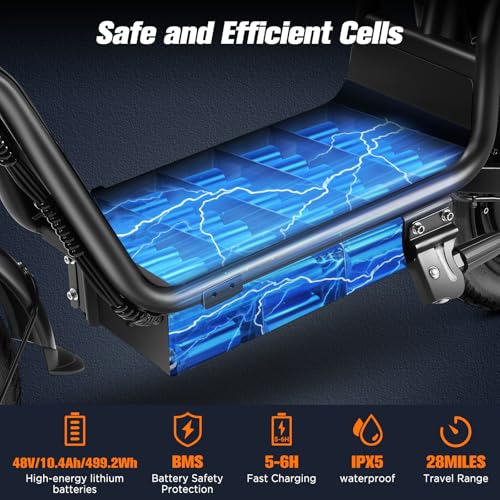Electric Scooter with Seat, Foldable, 900W Peak Power, 20MPH, 28-Mile Range, Dual Disc Brakes, 330lbs Max Load Y311564