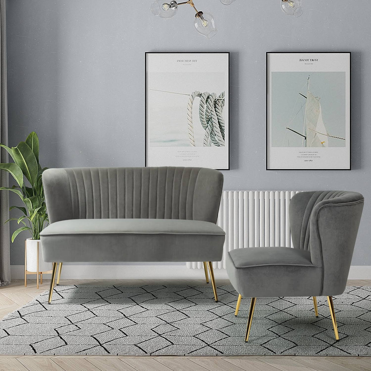 Grey Upholstered Loveseat E7505