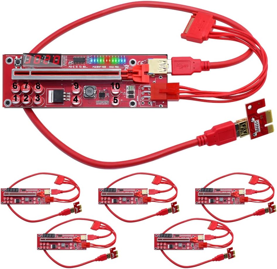 1X to 16X USB 3.0 PCIe Riser Card 6 PCS E198