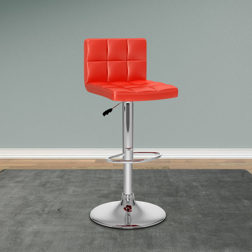 White Adjustable Leatherette Bar Stool Set of 2 M246