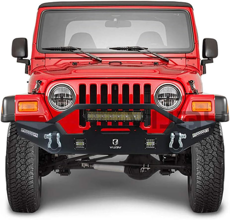 Front and Rear Bumper with Textured Black LED Lights Winch Plate Tire Carrier E779