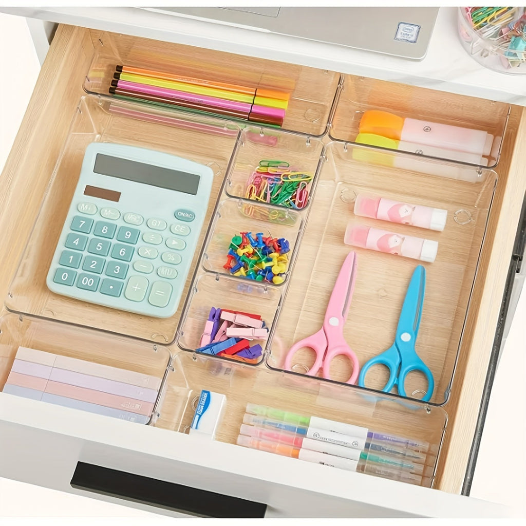 44pcs Clear Plastic Drawer Organizers Set with Non-Slip Pads B9072