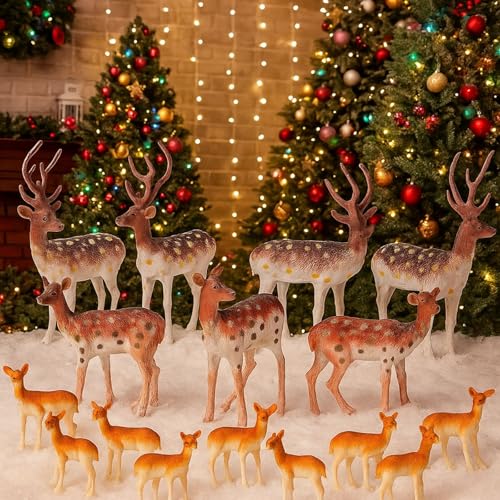 60 Pcs Mini Plastic Deer Figurines Cake Toppers T636773