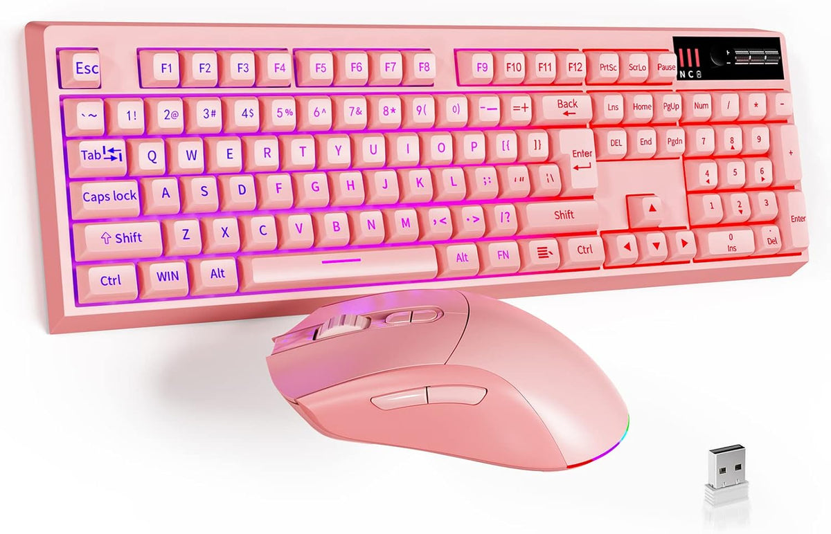 Wireless Gaming Keyboard and Mouse Combo, RGB Backlit Rechargeable, Black Pack of 2 Y341